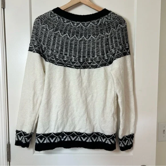 Talbots White & Black Soft Knit Part Wool Blend Cozy Fall Sweater 🖤🕊️ - Picture 9 of 10